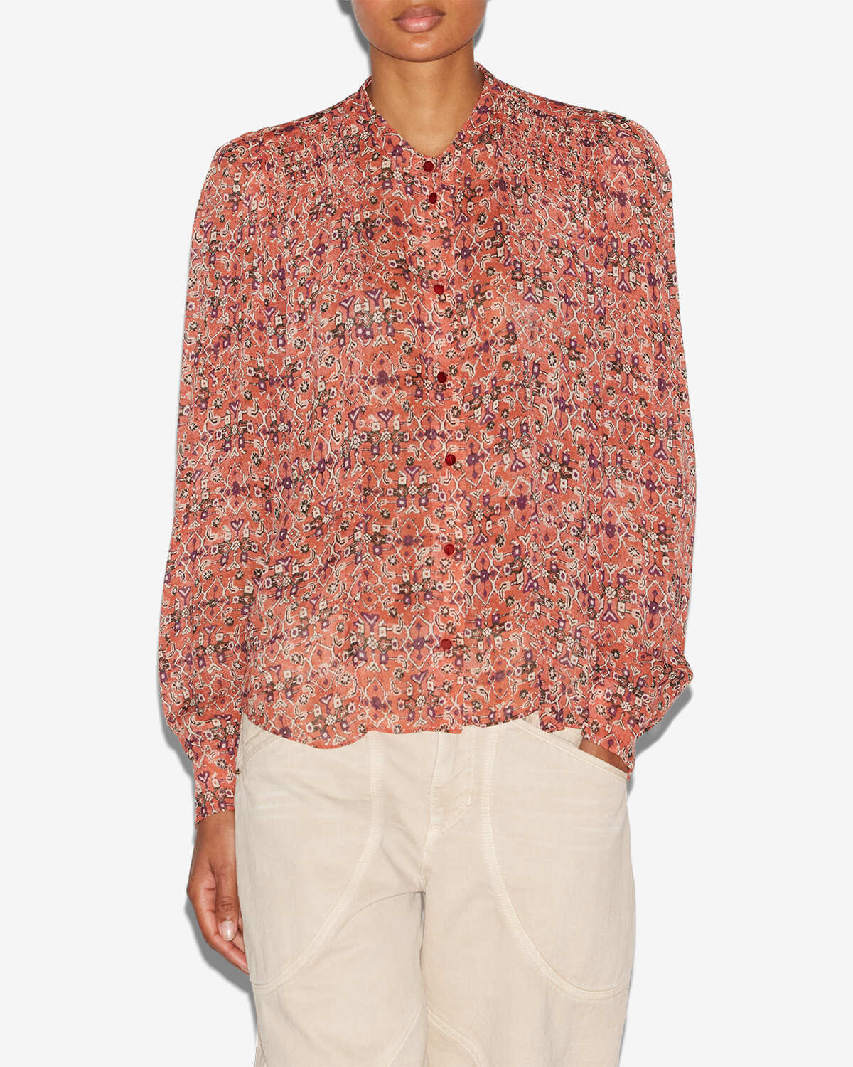 Blusa noeline en crepé estampado - Naranja - Woman - 3