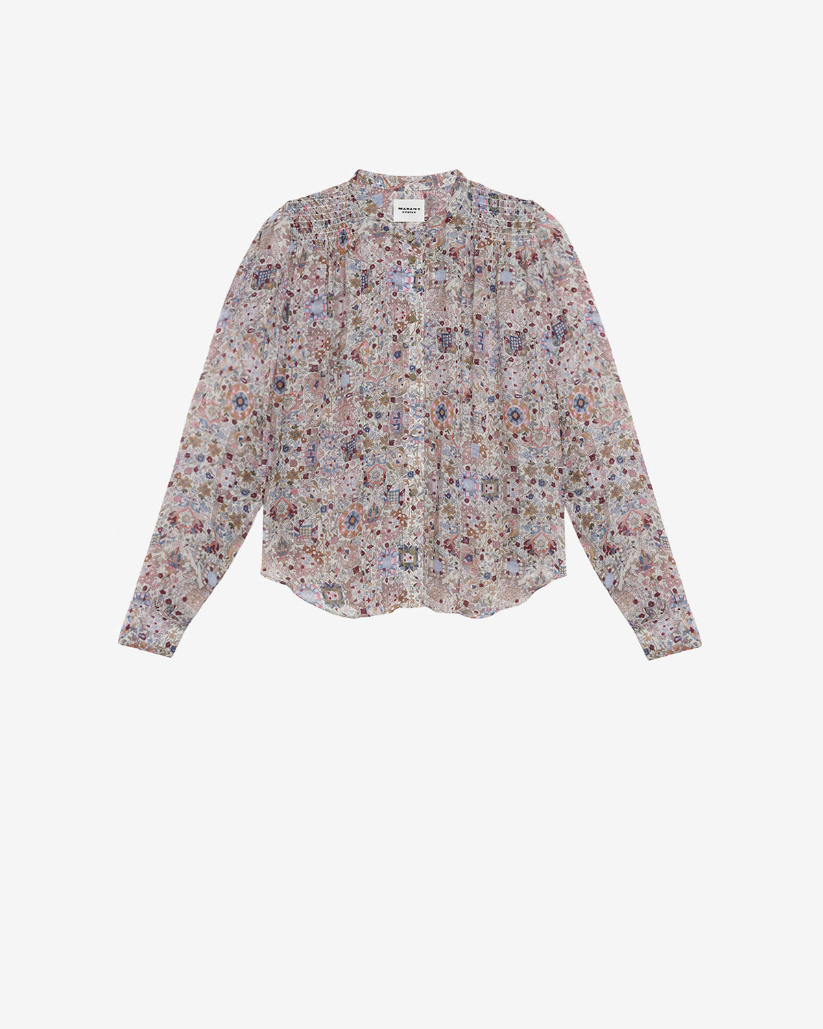Bluse noeline aus bedrucktem crêpestoff - Naturfarben - Woman - 5