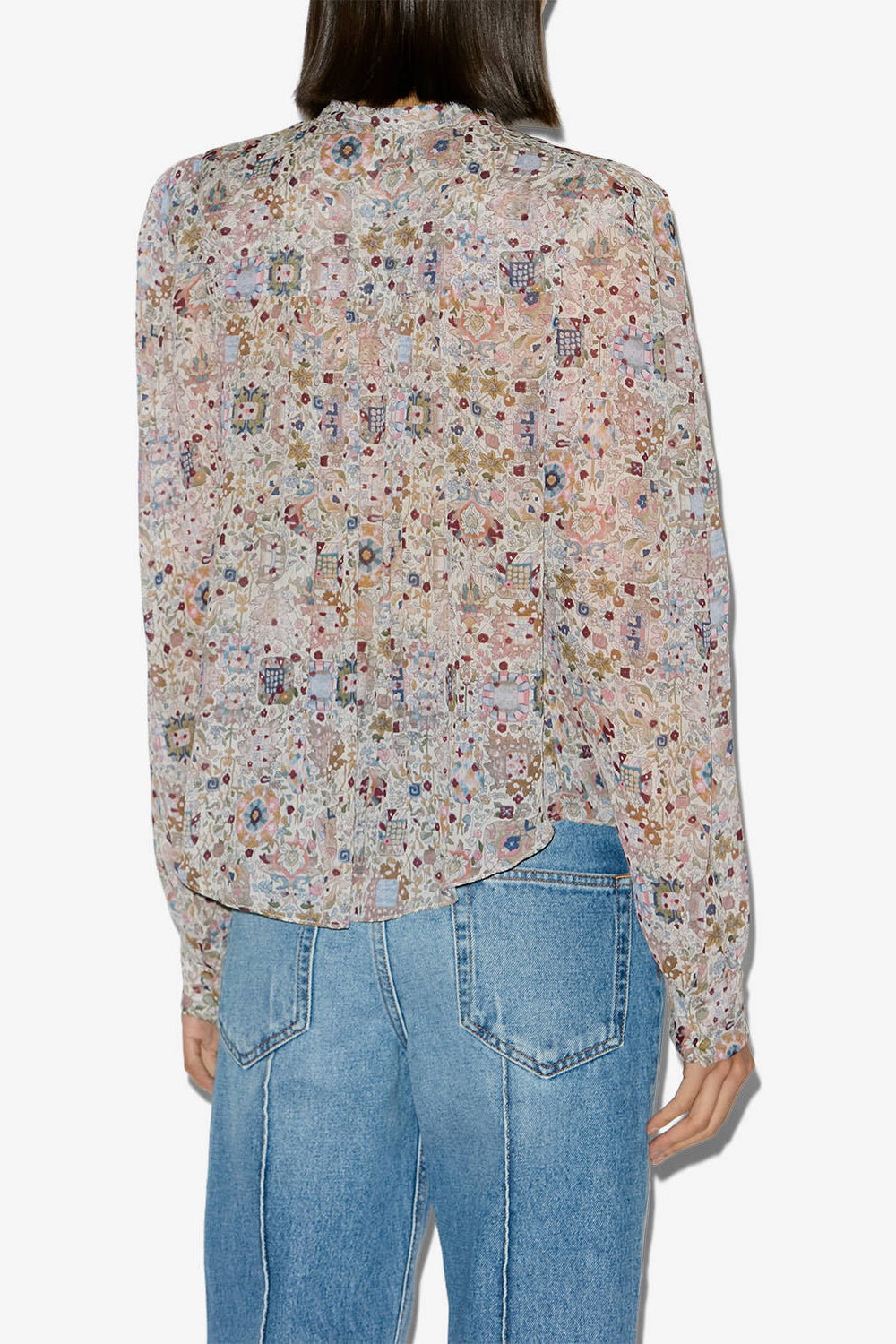 Bluse noeline aus bedrucktem crêpestoff - Naturfarben - Woman - 5
