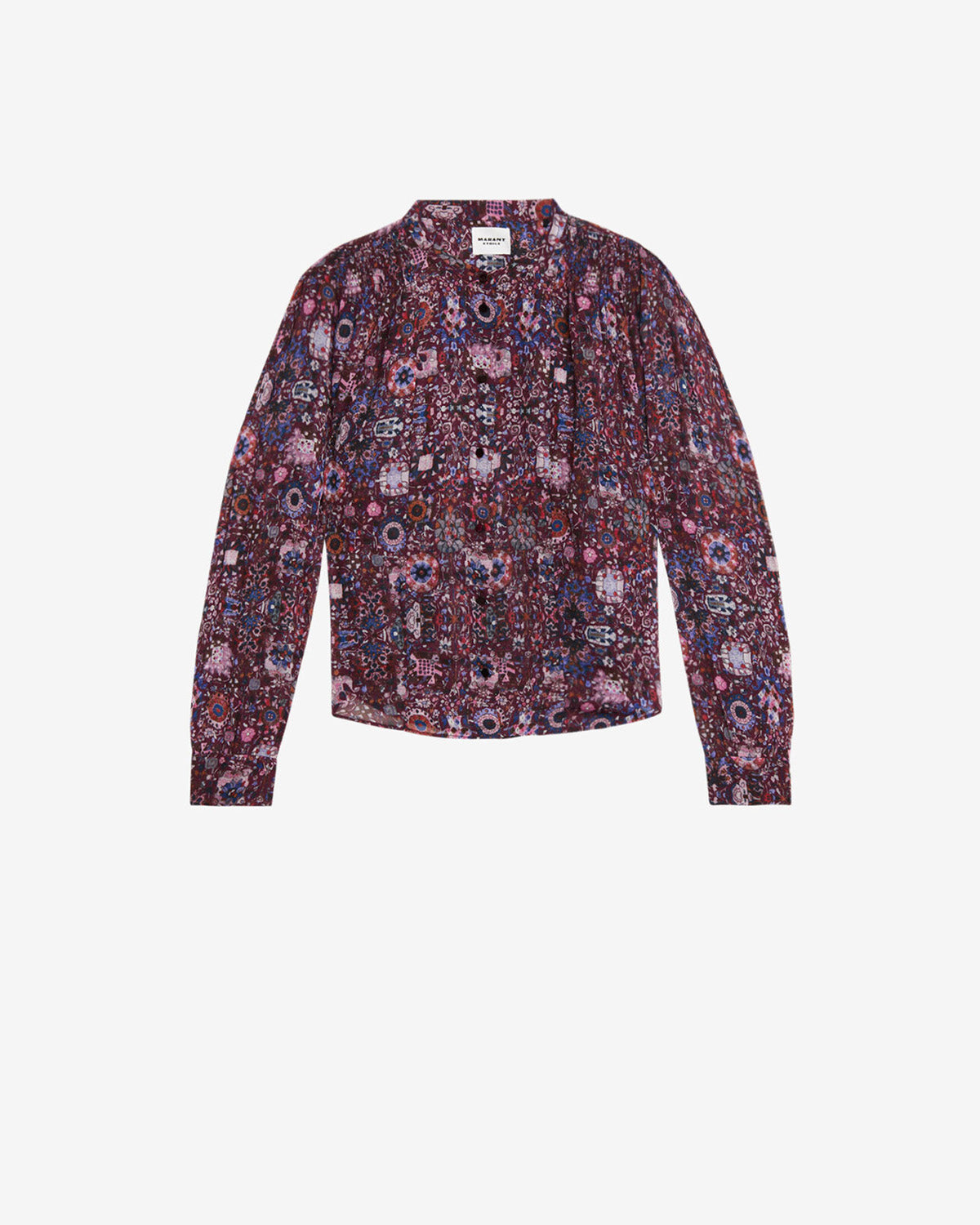 Bluse noeline aus bedrucktem crêpestoff - Plum - Woman - 5