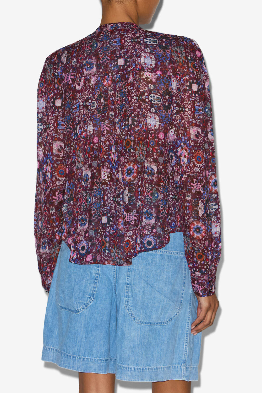 Blusa noeline in crêpe stampato - Plum - Woman - 5