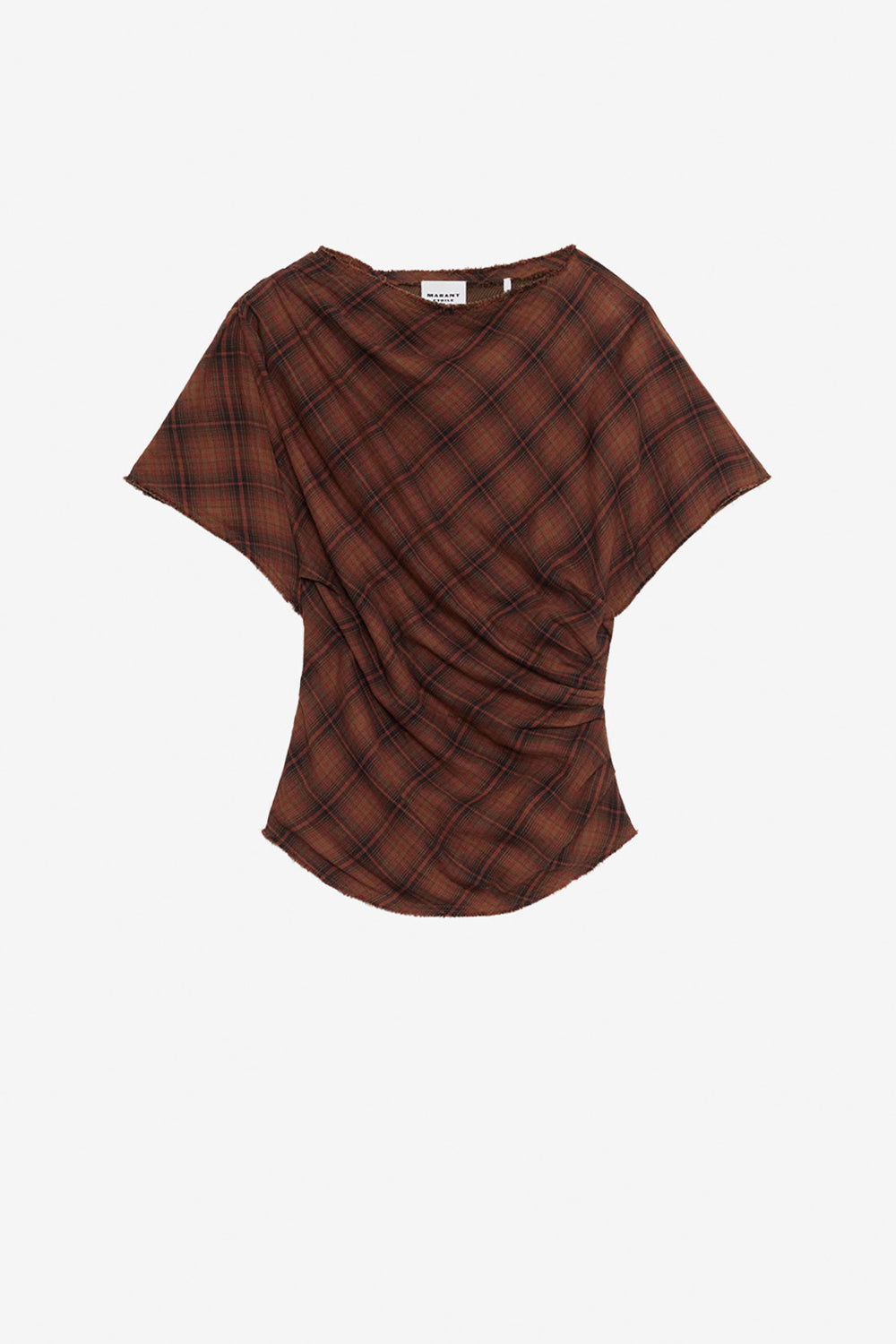 Neyela asymmetrical checkered top - Dark bronze - Woman - 1