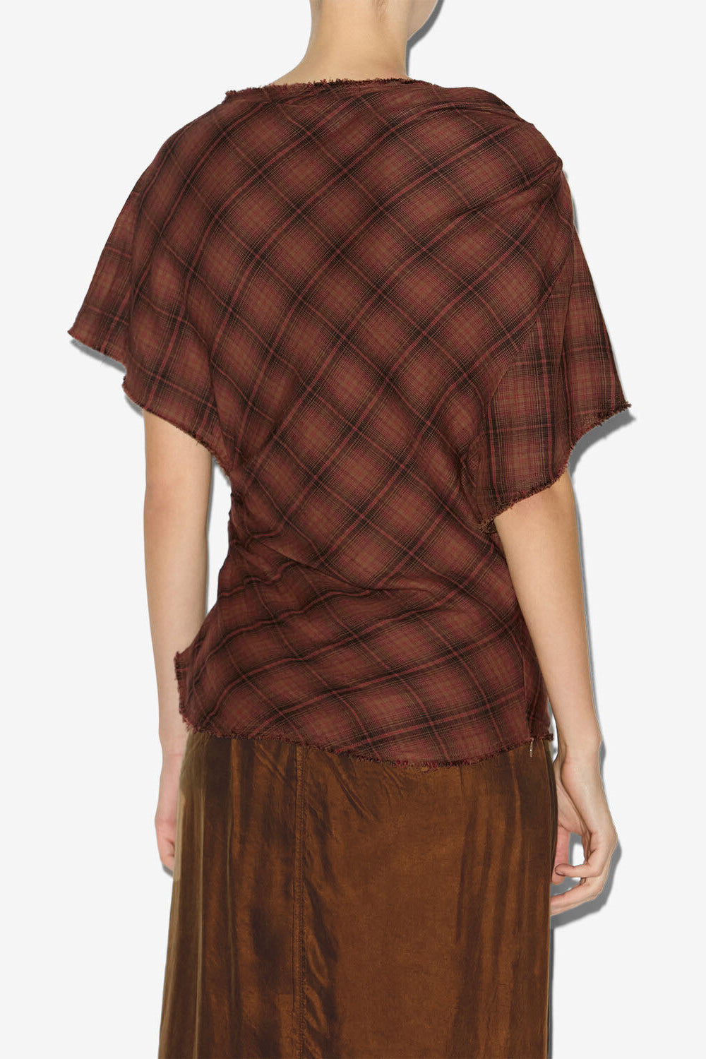 Neyela asymmetrical checkered top - Dark bronze - Woman - 4