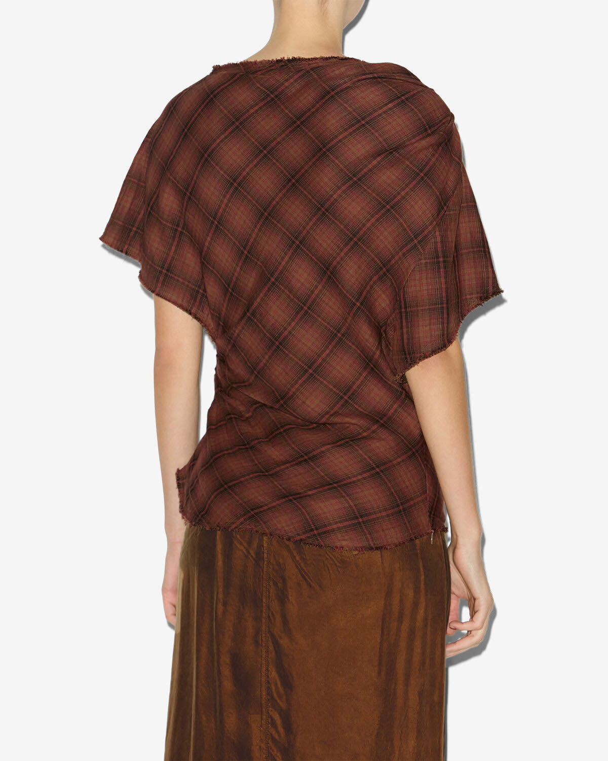 Top asimmetrico neyela a quadri - Dark bronze - Woman - 3