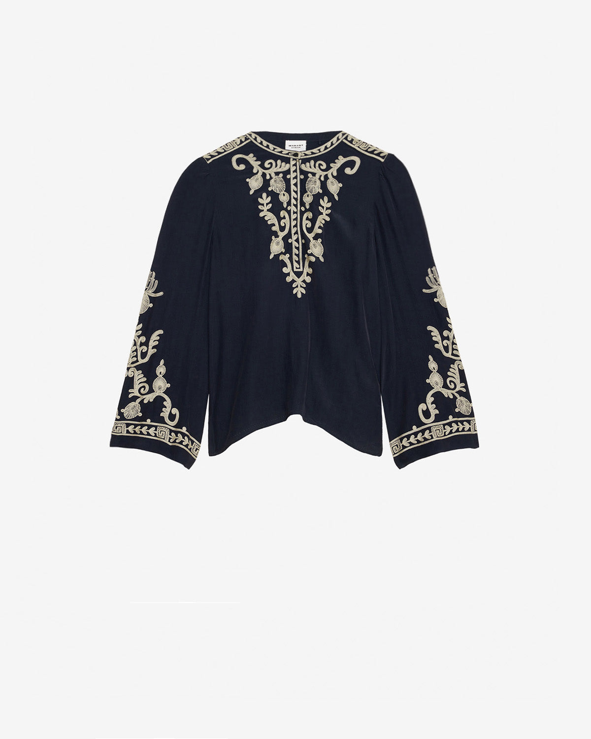 Blouse falonne en crêpe brodé - Noir - Woman - 5
