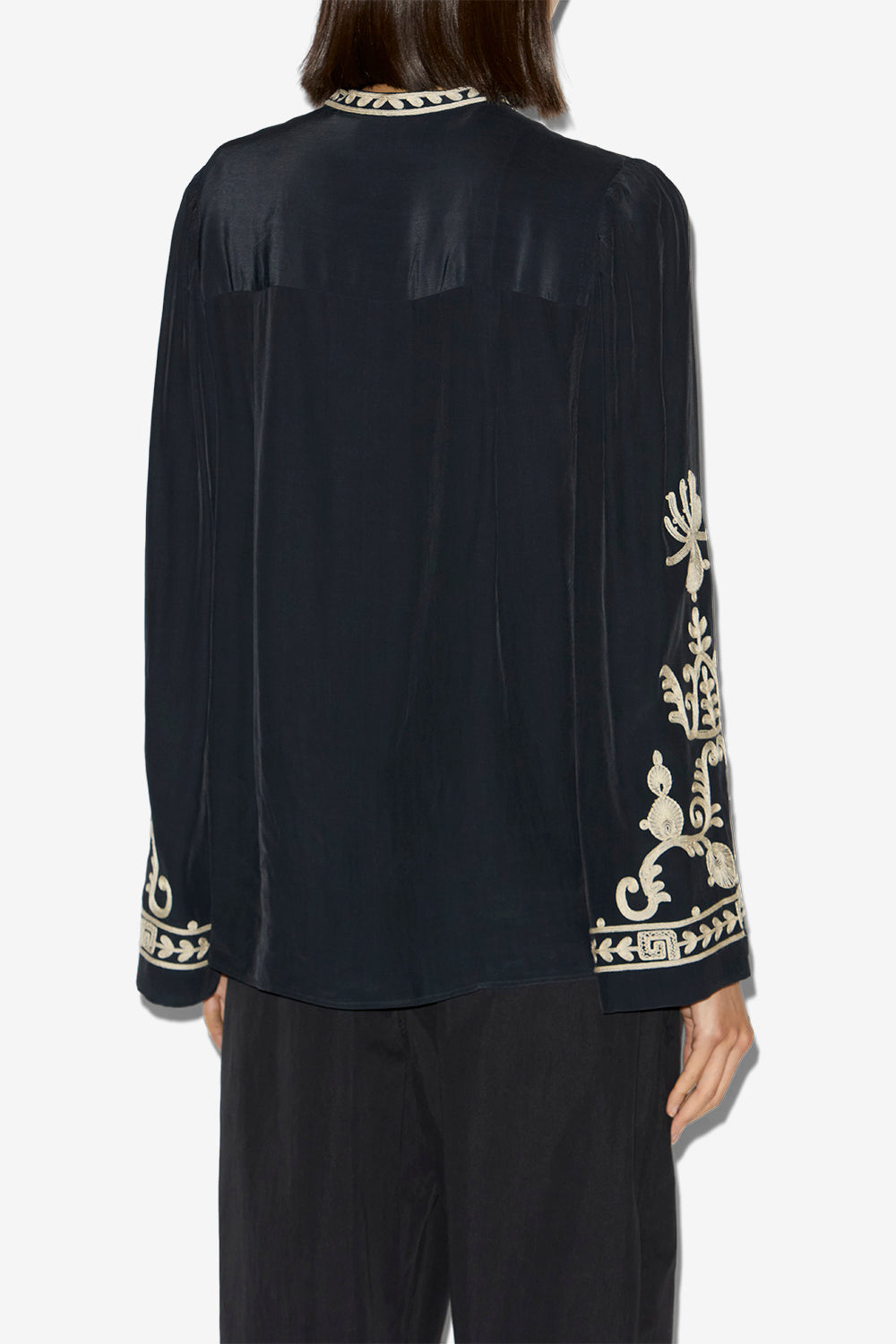 Falonne embroidered crepe blouse - Black - Woman - 5
