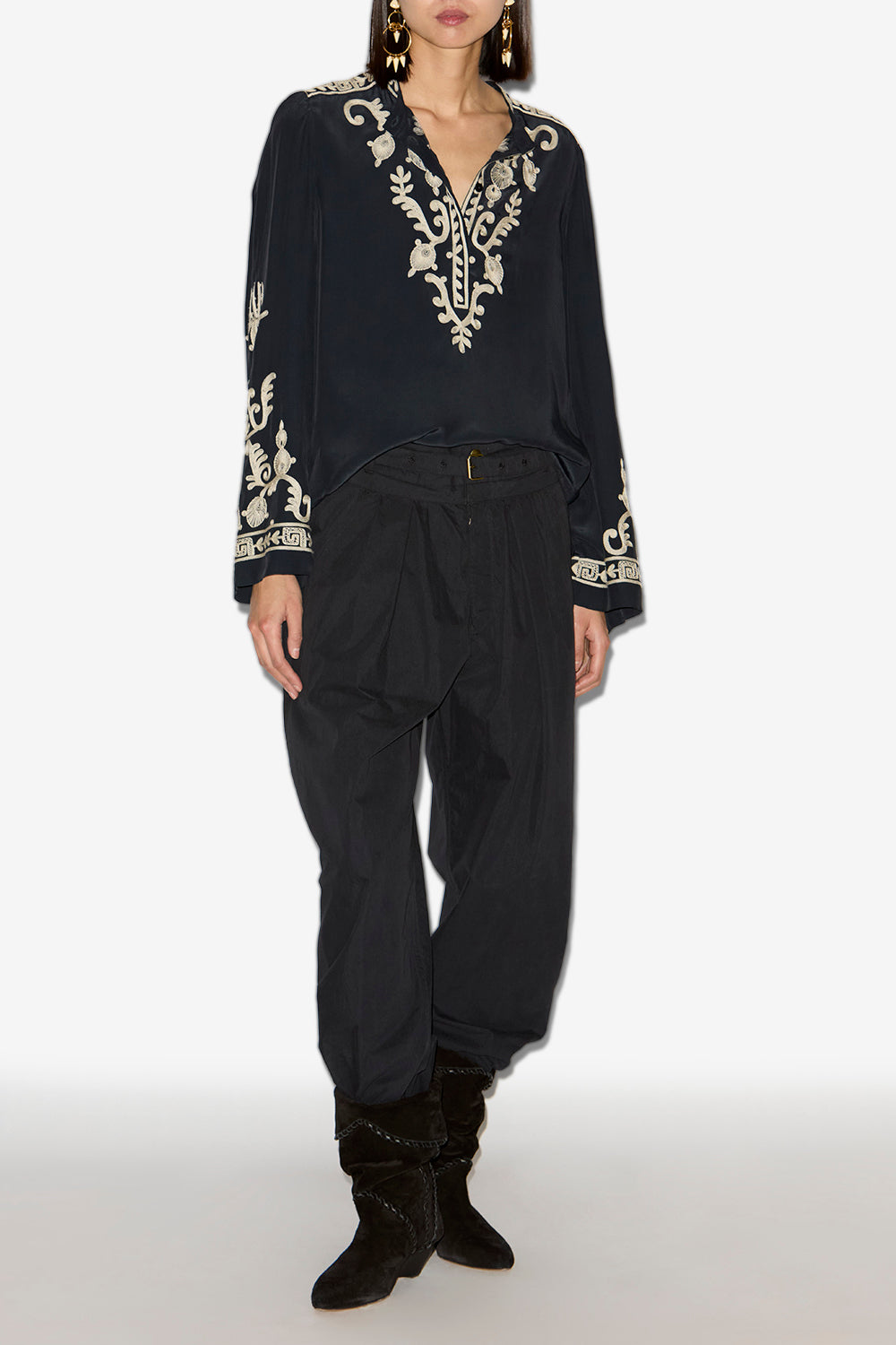 Falonne embroidered crepe blouse - Black - Woman - 2