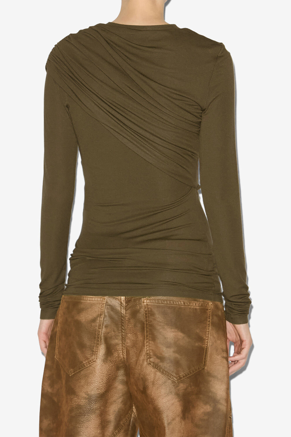Dressi draped jersey top - Khaki - Woman - 4