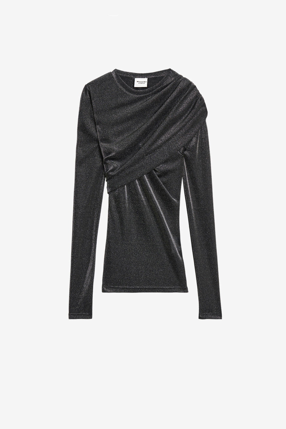 Top dressi in jersey lurex drappeggiato - Gun metal - Woman - 1