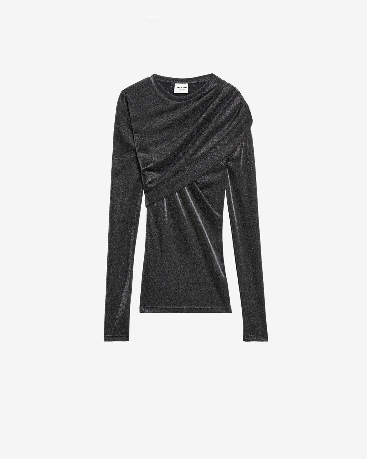 Top dressi in jersey lurex drappeggiato - Gun metal - Woman - 1