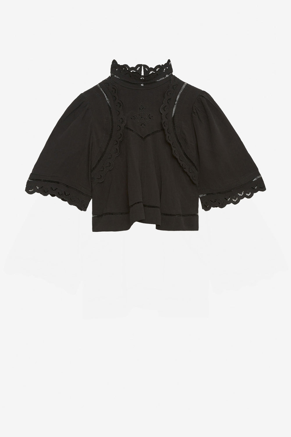 Frany english embroidery top - Black - Woman - 1