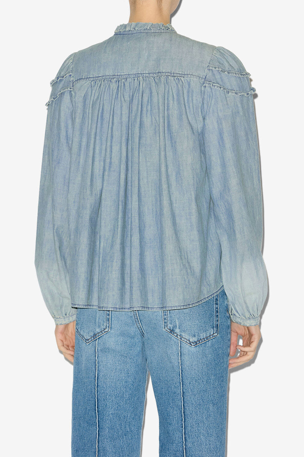 Milya gathered chambray blouse - Blue - Woman - 4