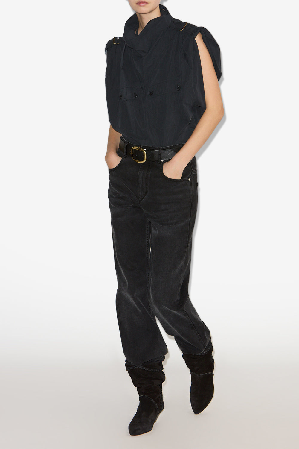 Nemia crisp cotton top - Black - Woman - 2