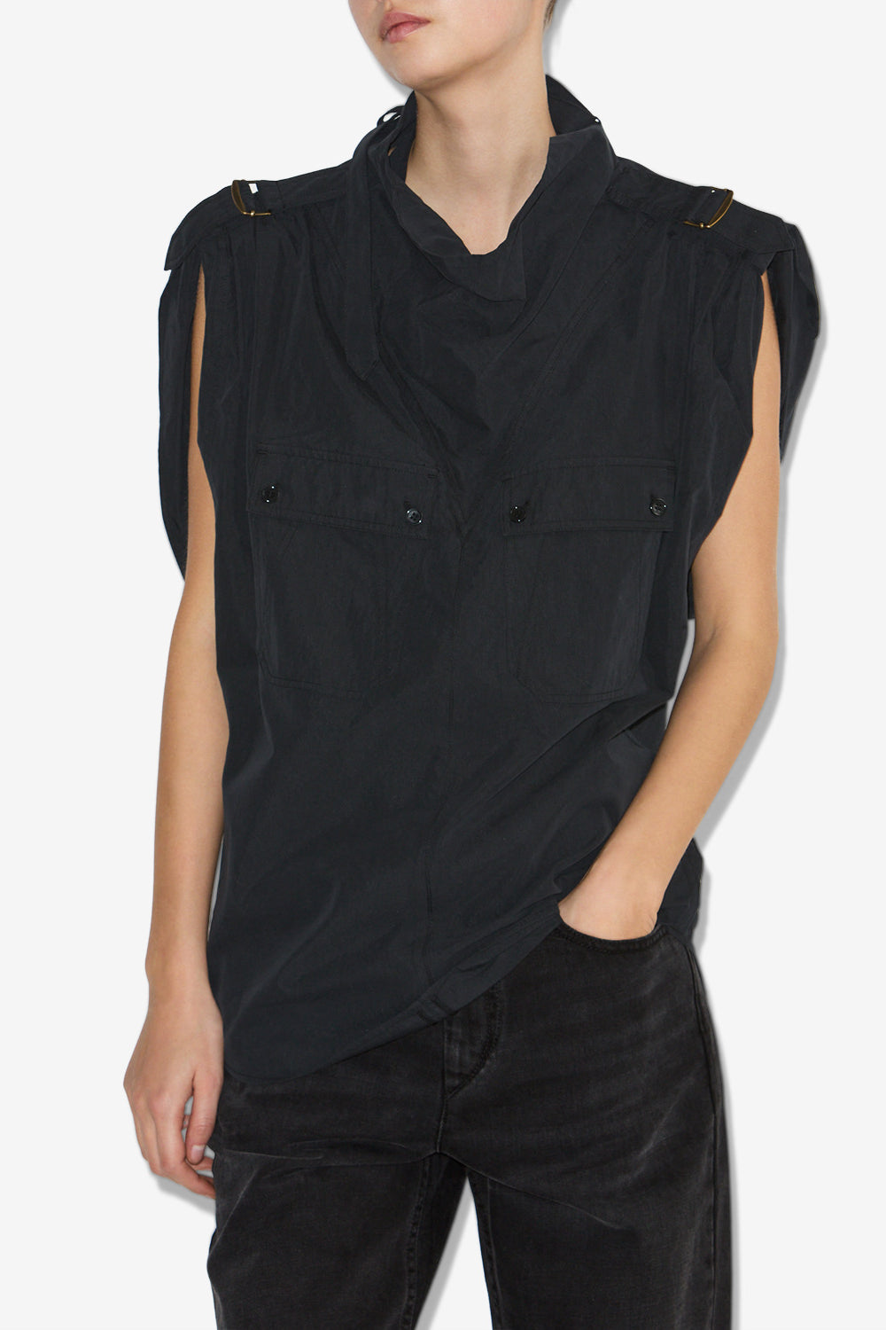 Nemia crisp cotton top - Black - Woman - 4