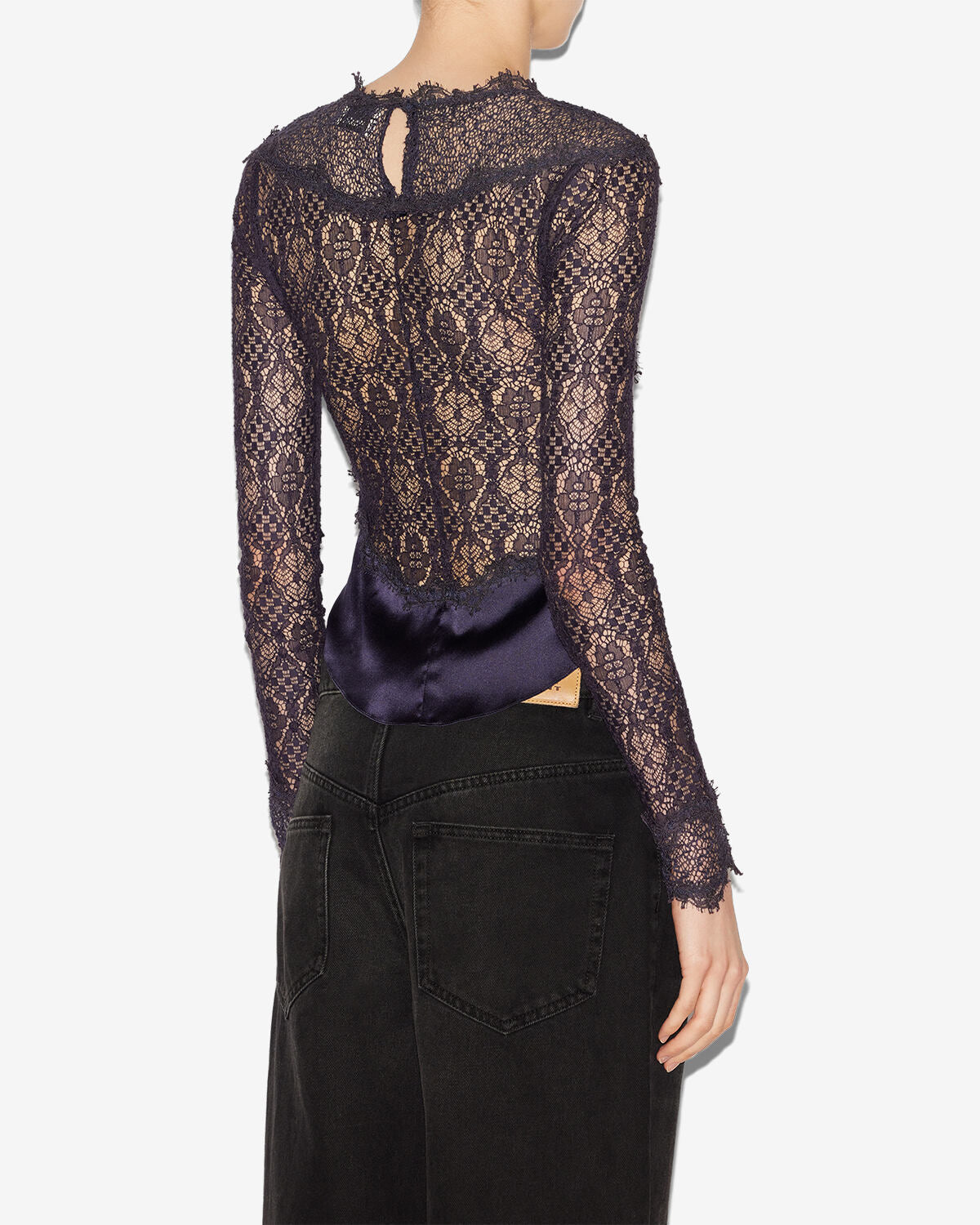 Top diem aus satin und spitze - Schwarz - Woman - 4