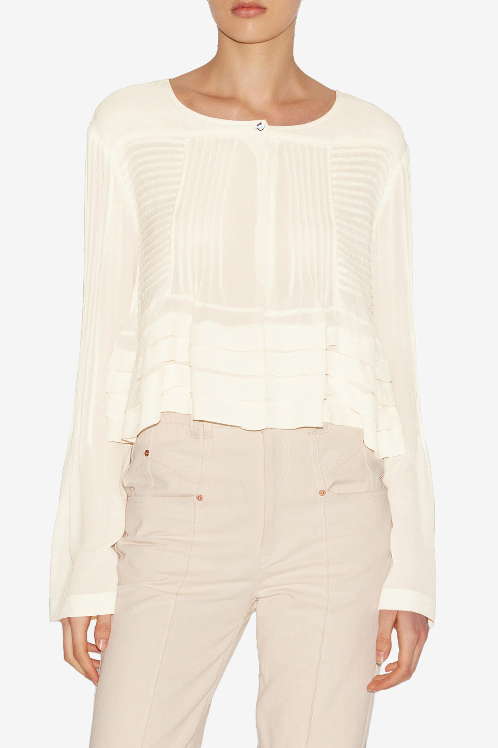Blusa carolia in crêpe plissettato - Ecru - Woman - 3