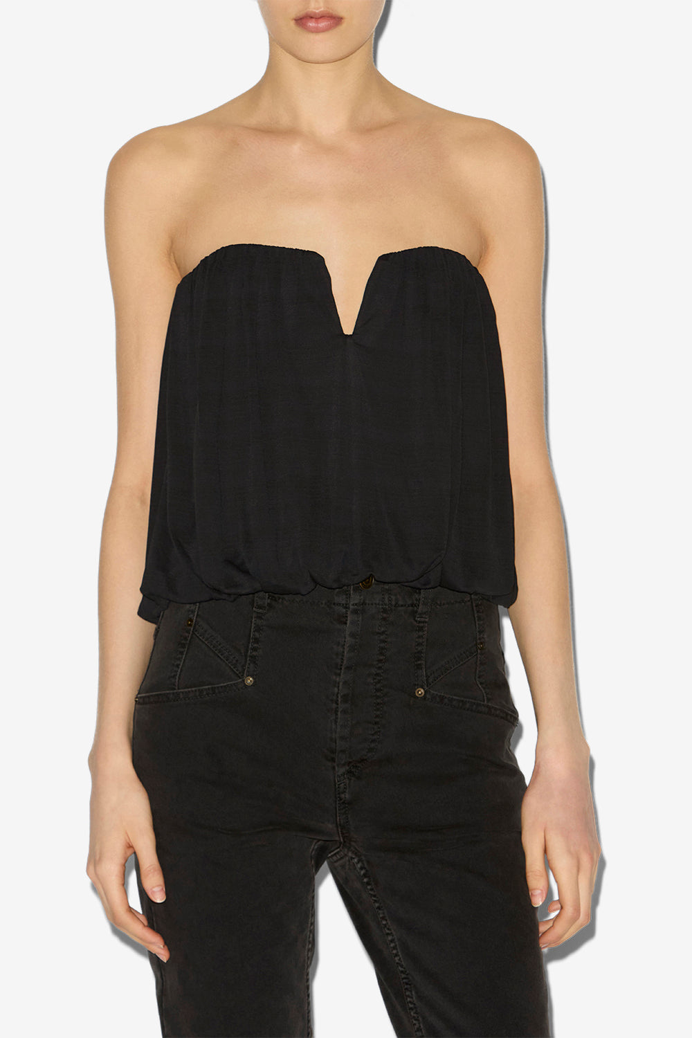 Bustino amalia in jersey drappeggiato - Nero - Woman - 4