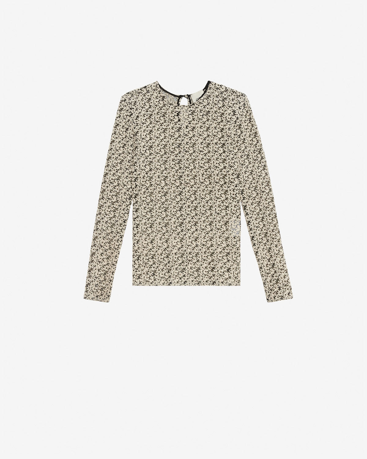 Top soline en tulle brodé - Écru et noir - Woman - 4