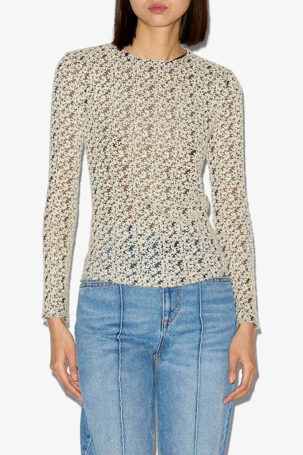 Soline embroidered tulle top - Ecru and black - Woman - 3