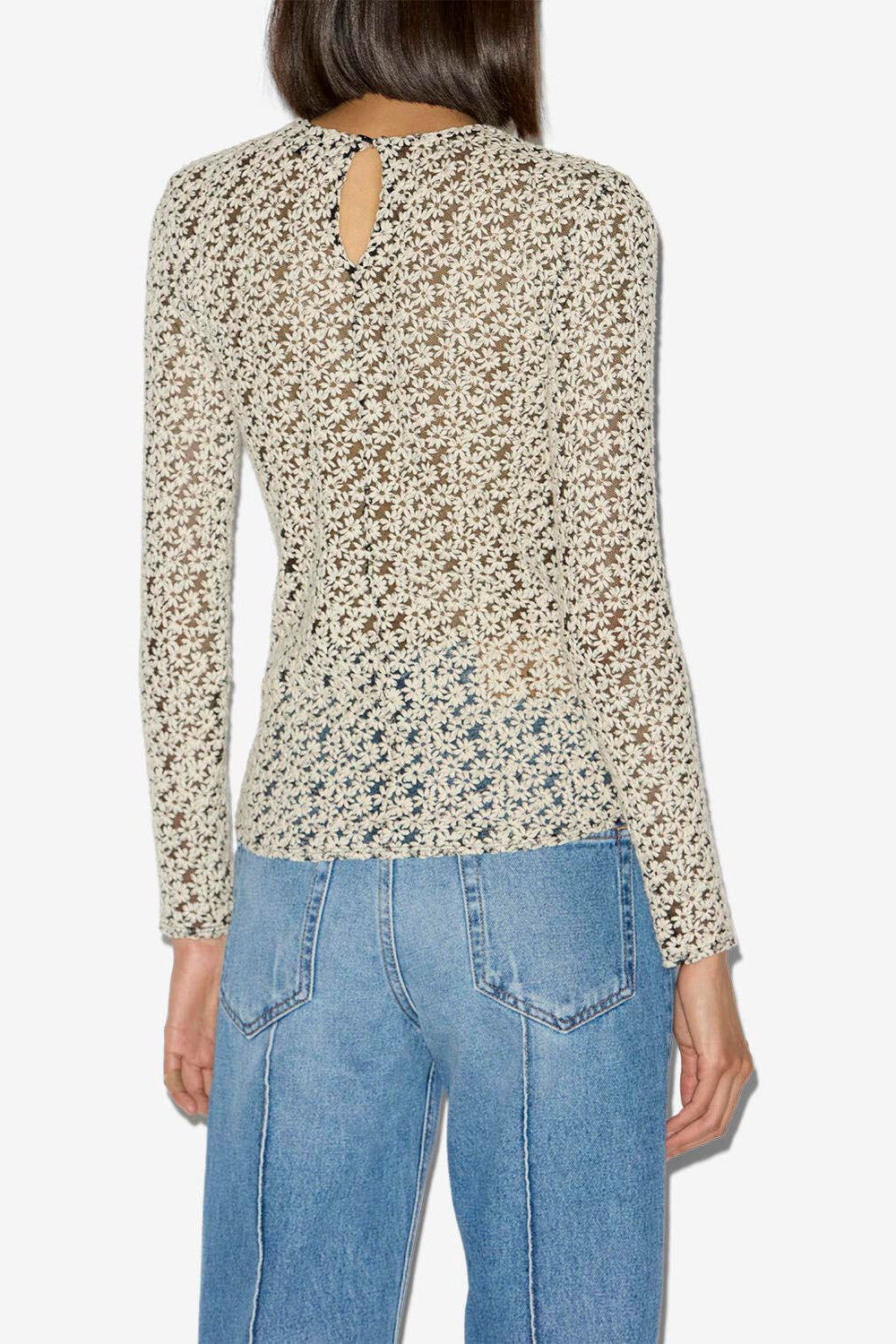 Soline embroidered tulle top - Ecru and black - Woman - 4