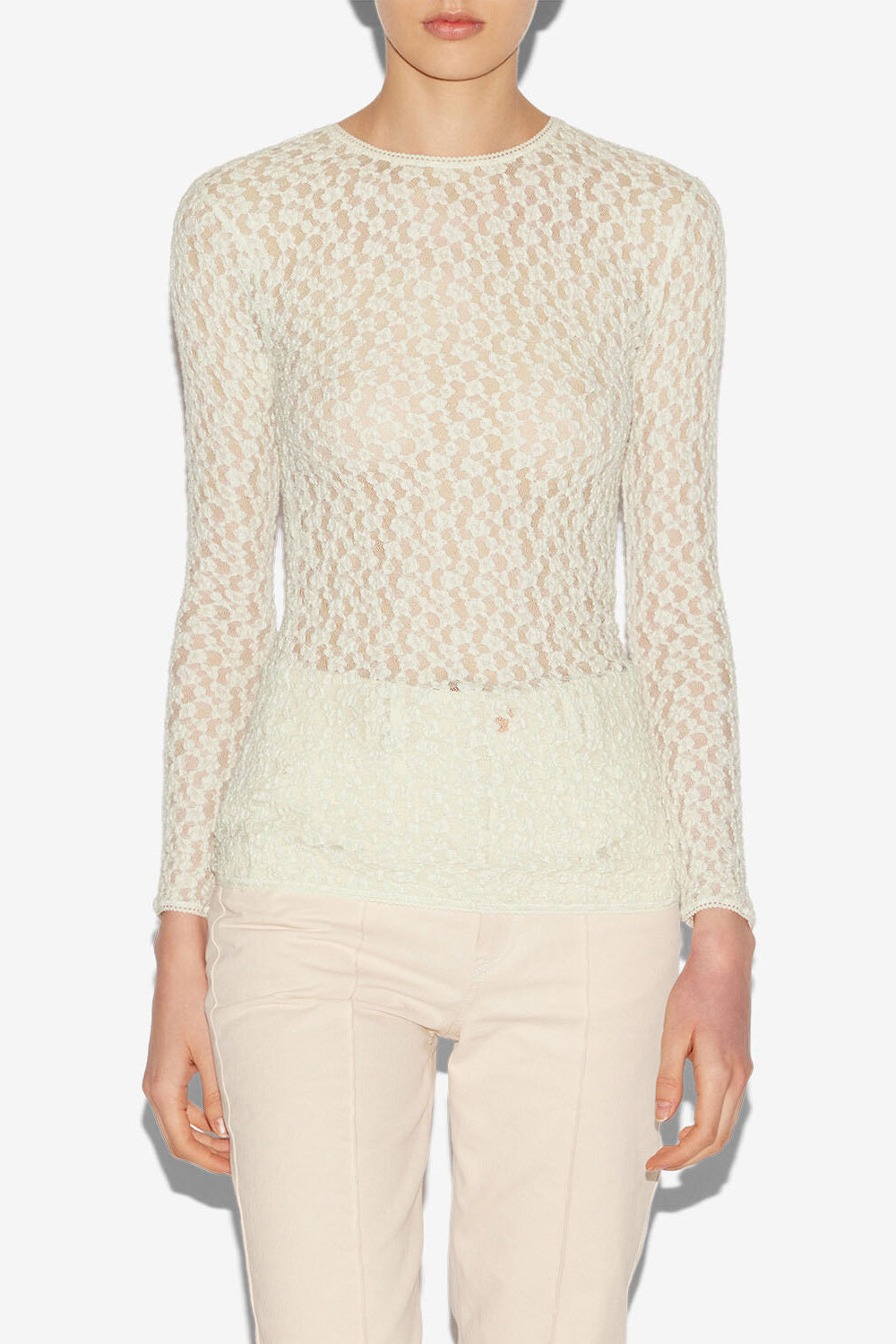 Top a maniche lunghe gaelle in pizzo - Ecru - Woman - 3