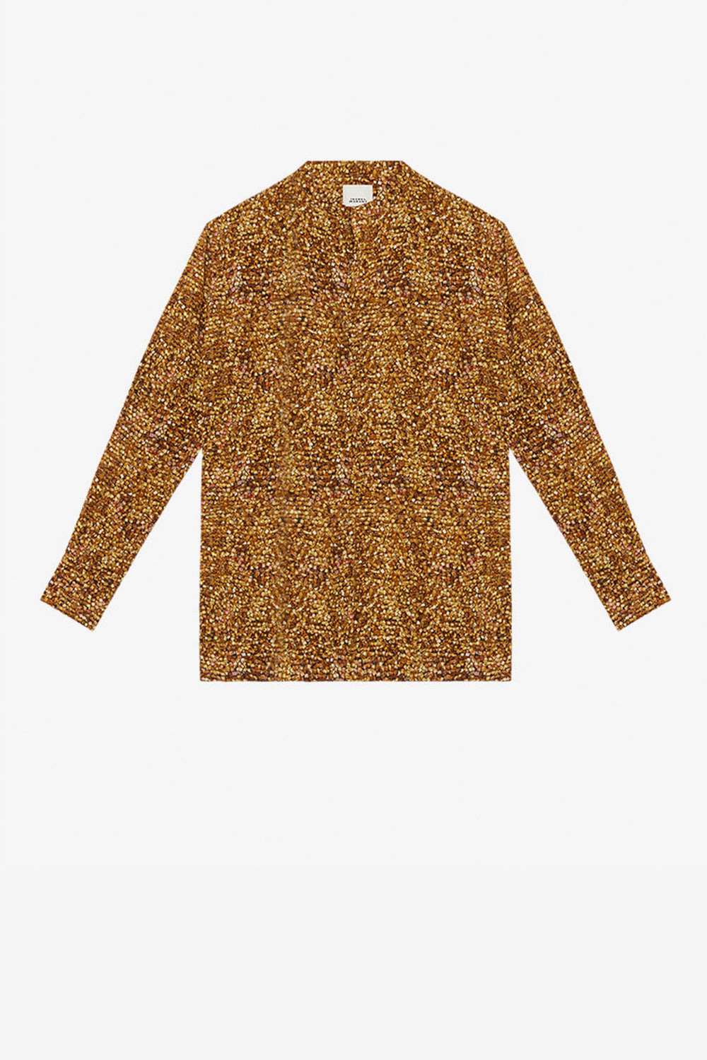 Blusa sima in seta stampata - Ochre - Woman - 1