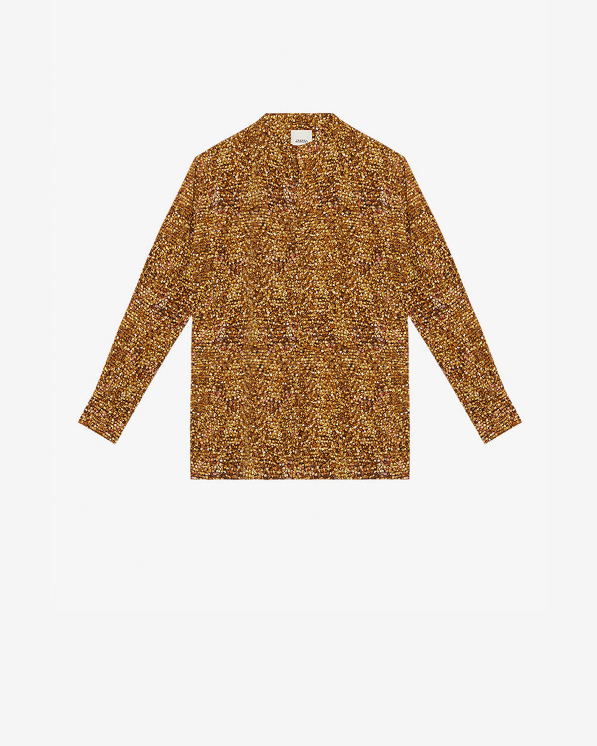 Blusa sima in seta stampata - Ochre - Woman - 4