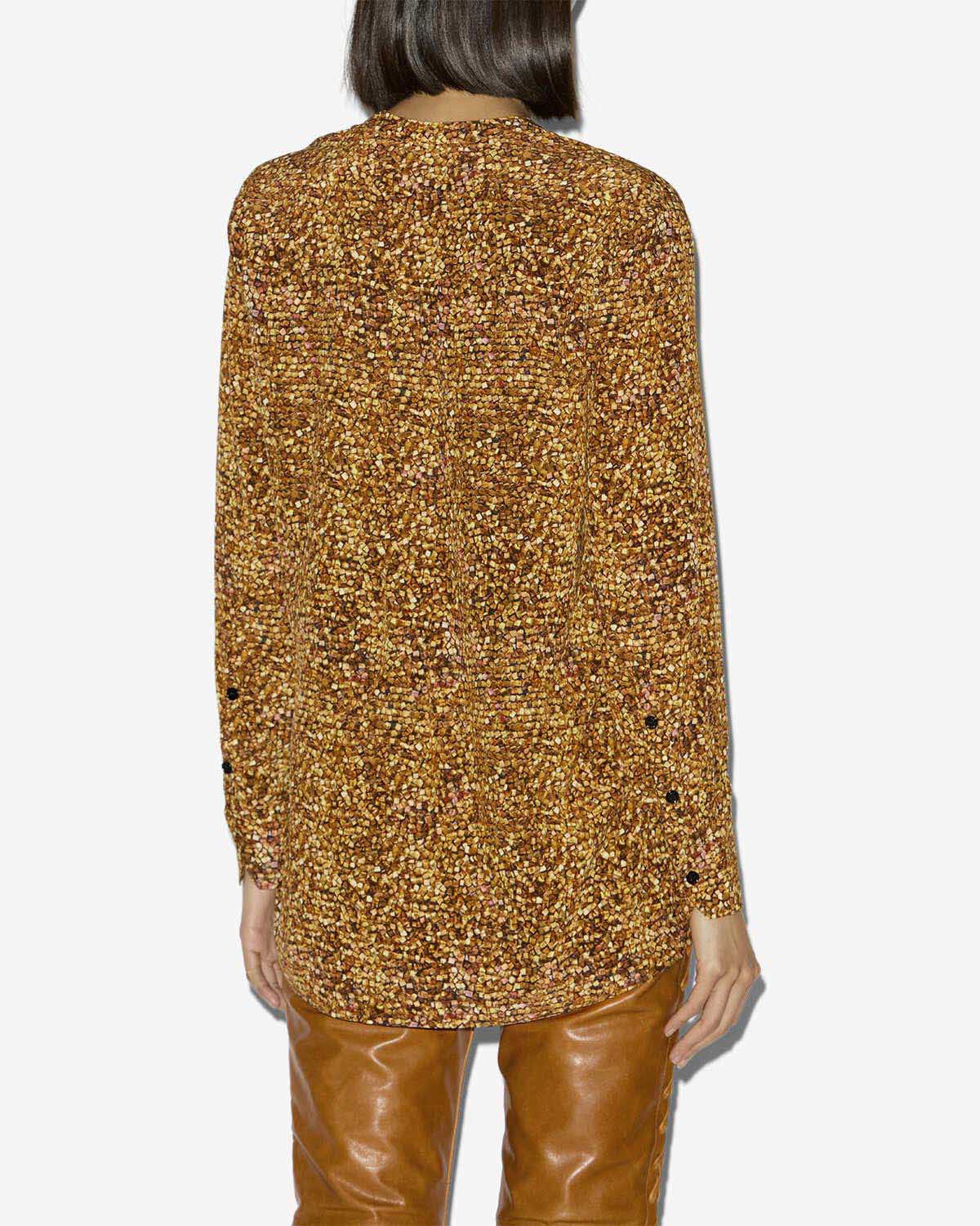 Blusa sima in seta stampata - Ochre - Woman - 3