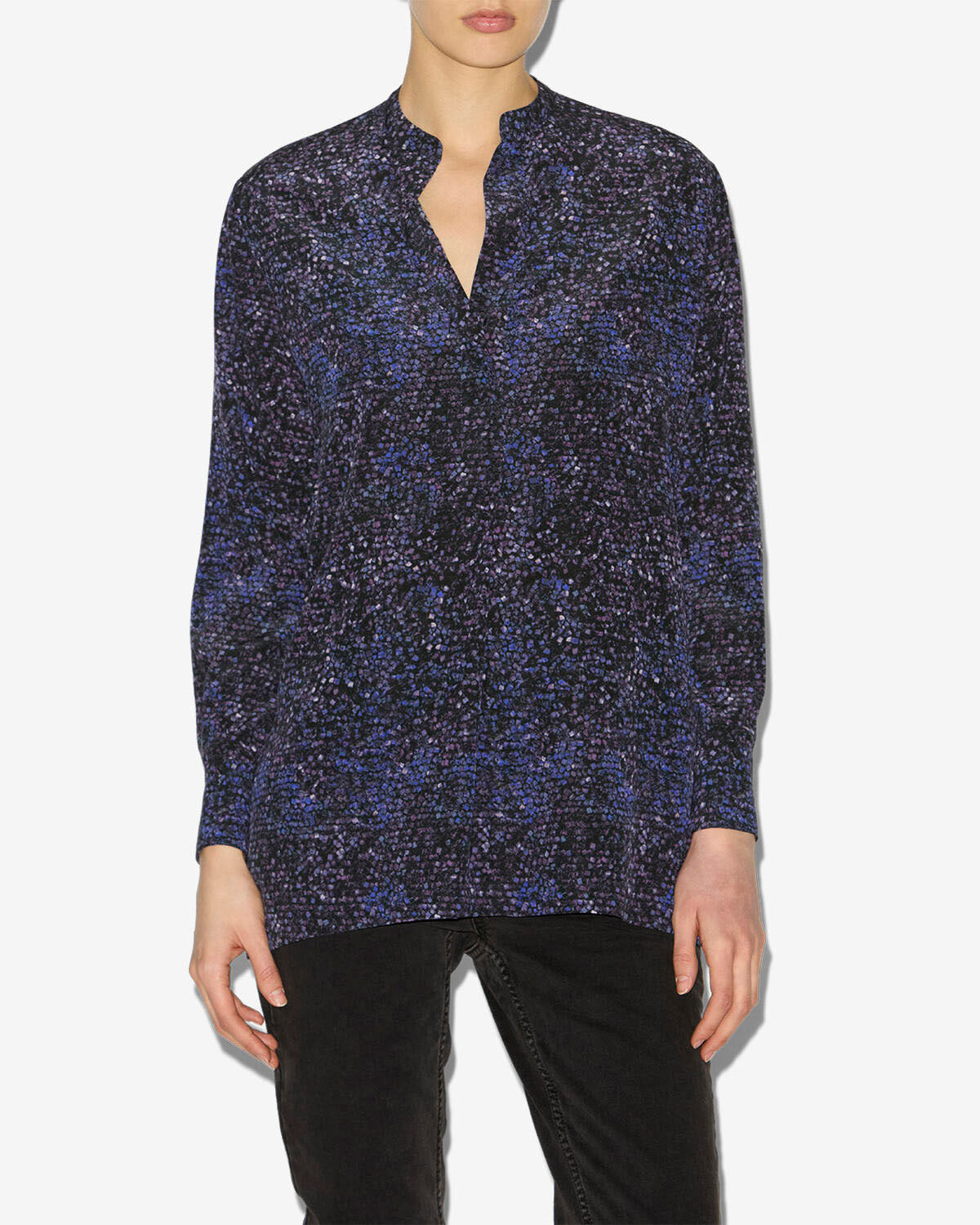 Blusa sima de seda estampada - Midnight - Woman - 2