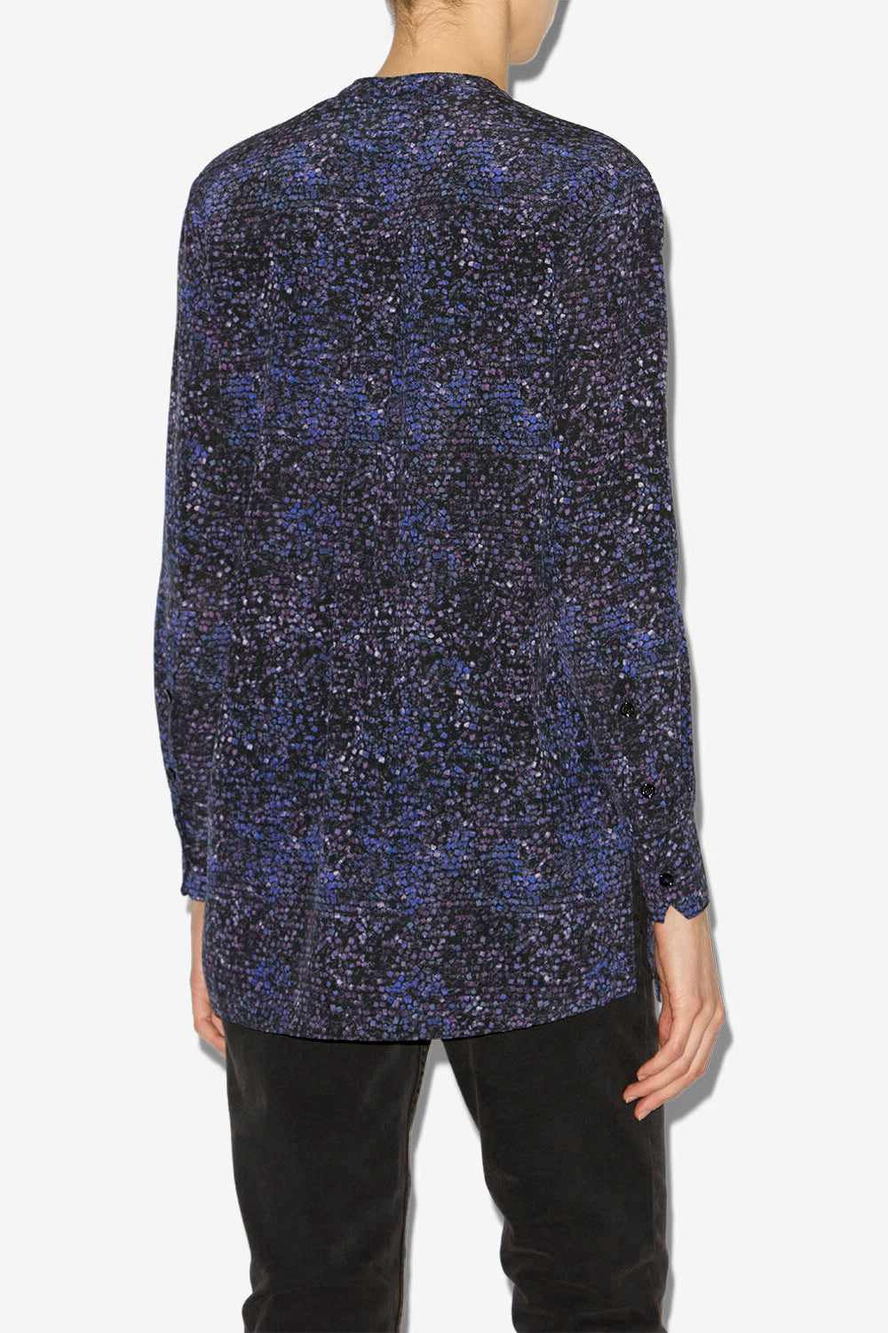 Blusa sima in seta stampata - Midnight - Woman - 4