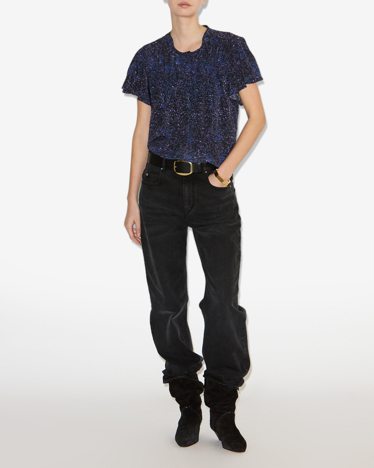 Bedrucktes seidentop synda - Midnight - Woman - 1