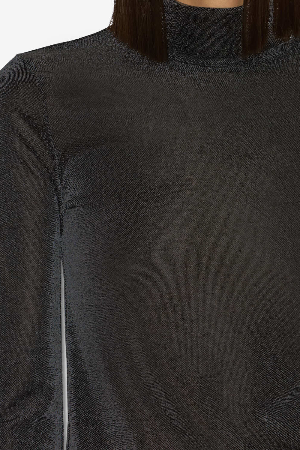 Top jadia a collo alto in lurex - Gun metal - Woman - 3