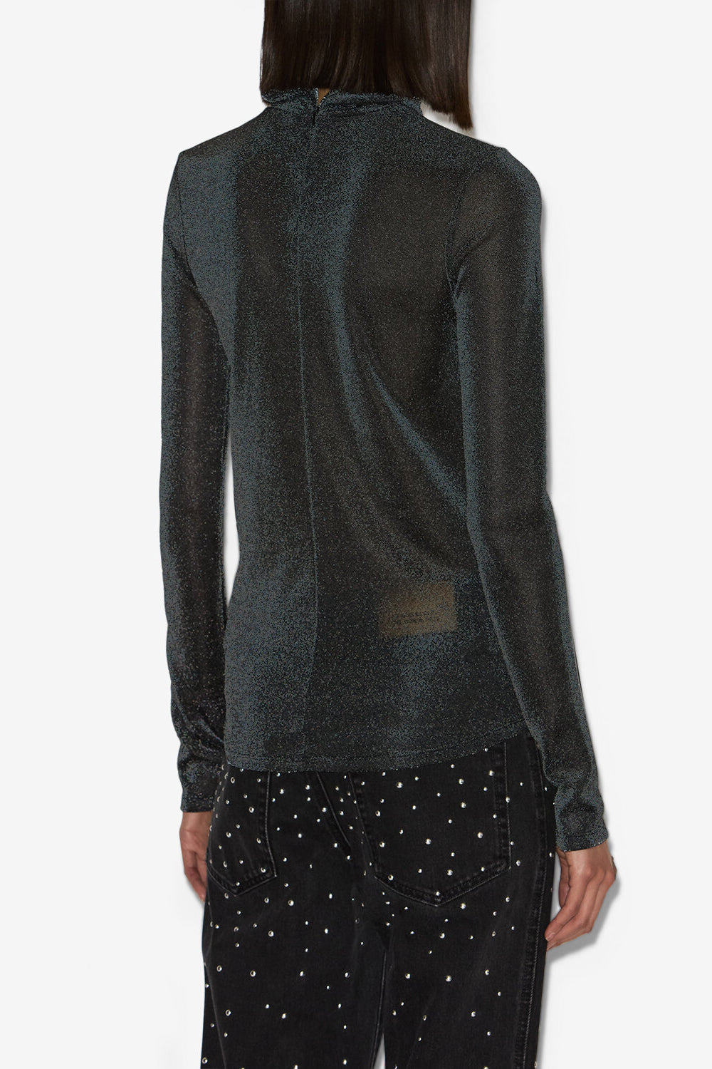 Top jadia a collo alto in lurex - Gun metal - Woman - 5