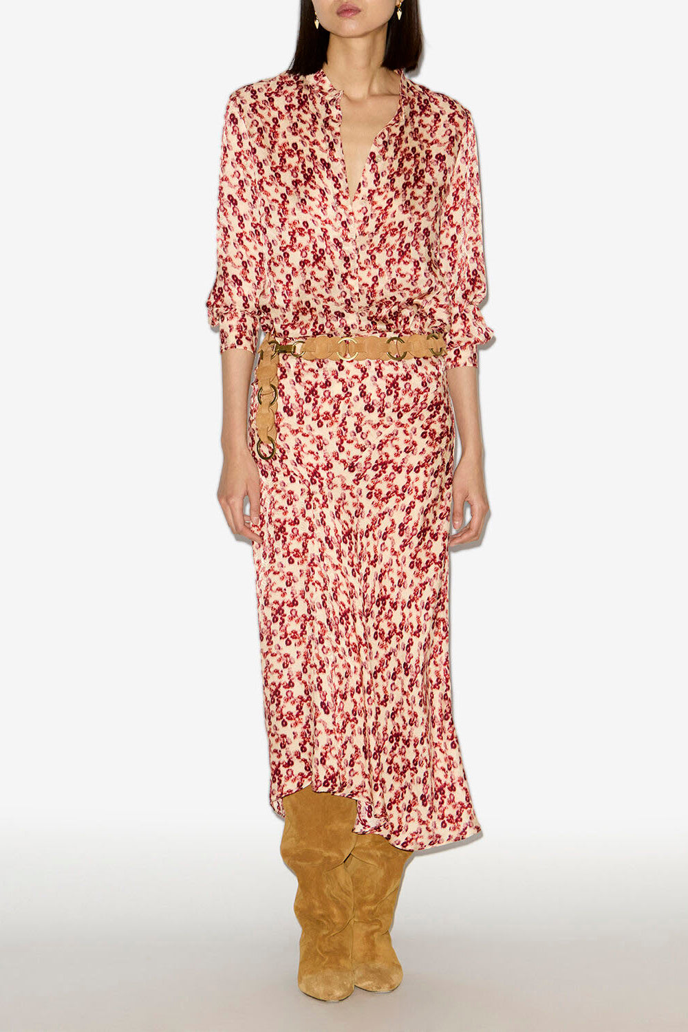 Gonna midi lisanne in jacquard con motivo - Garnet - Woman - 2