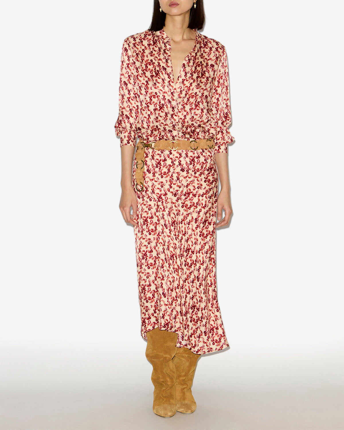 Gonna midi lisanne in jacquard con motivo - Garnet - Woman - 1