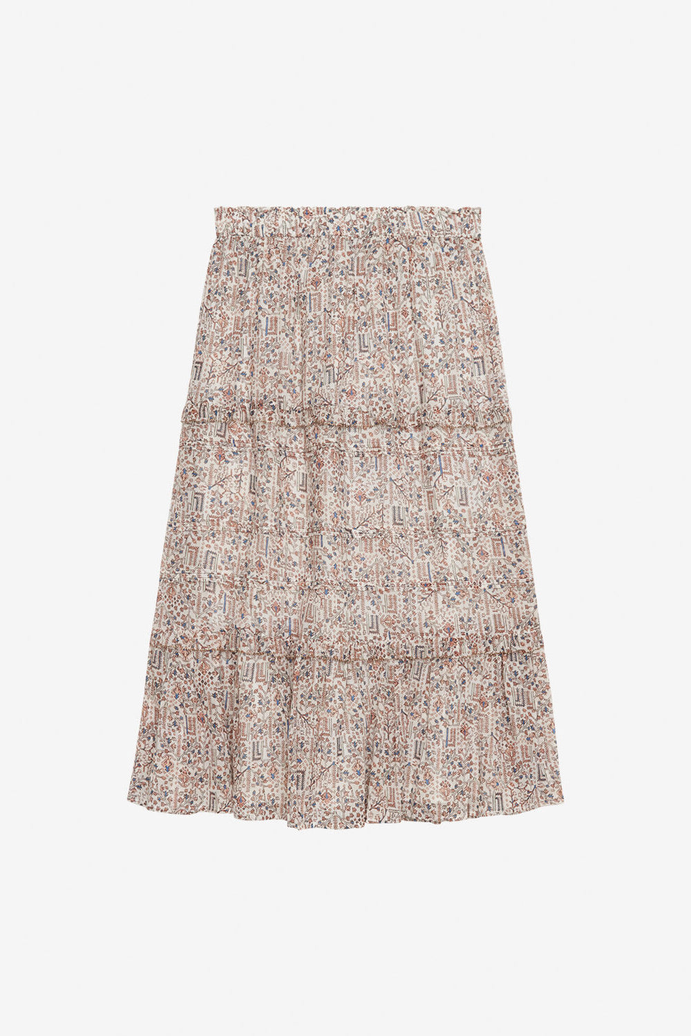 Diya long printed lightweight cotton skirt - Ecru - Woman - 1