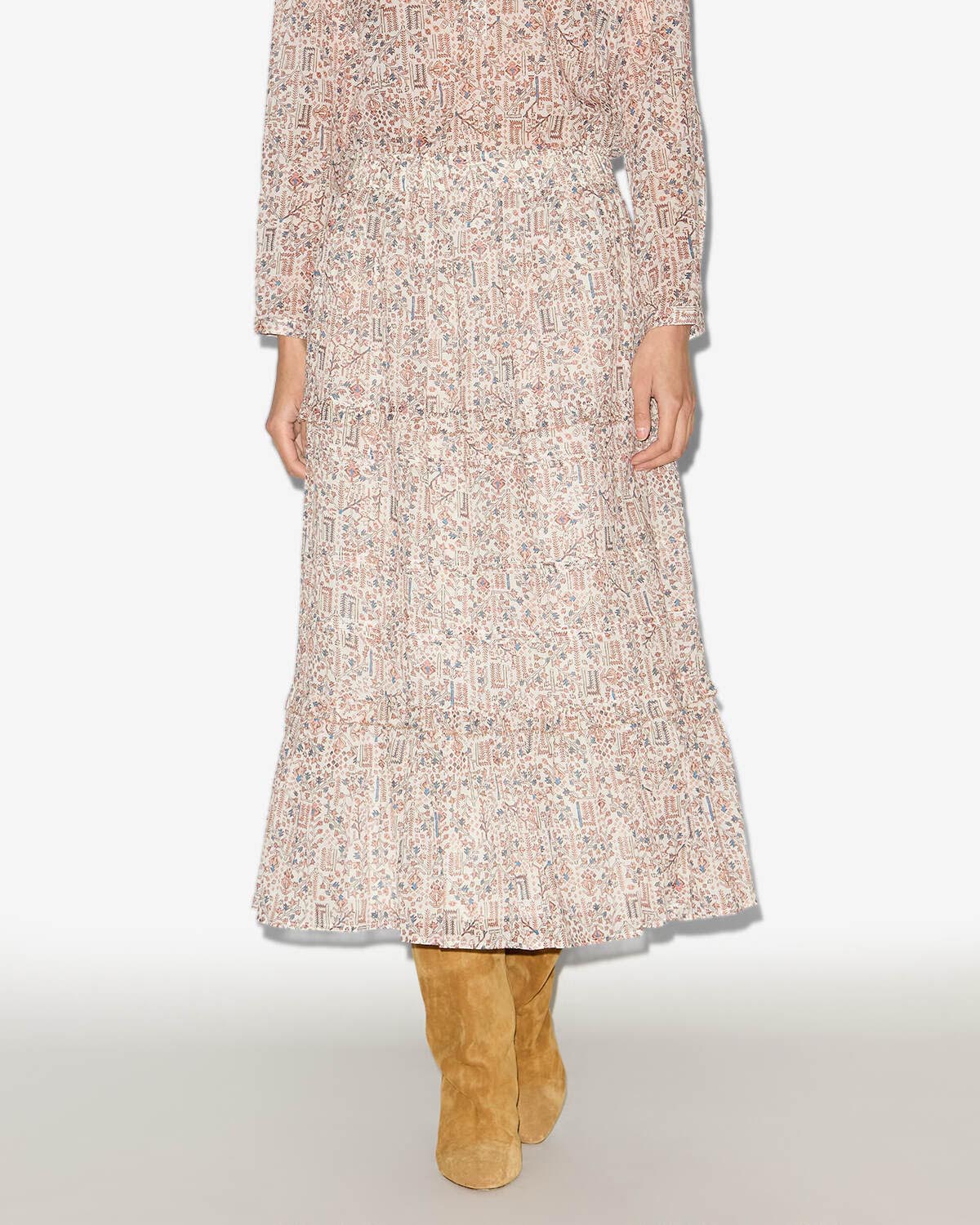 Diya long printed lightweight cotton skirt - Ecru - Woman - 2