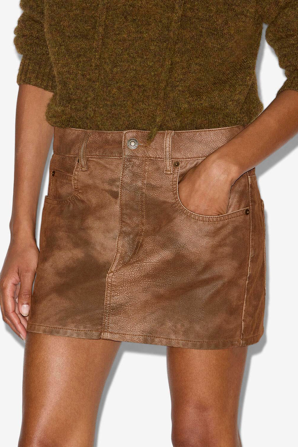 Kimmy mini faux leather skirt - Tabacco - Woman - 3