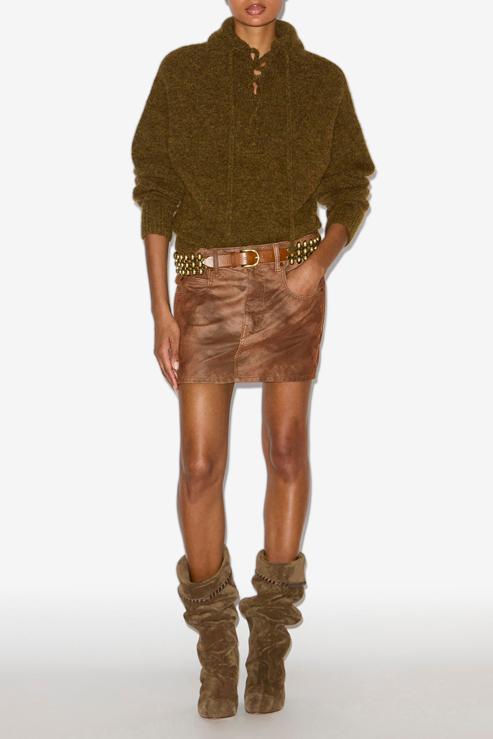 Kimmy mini faux leather skirt - Tabacco - Woman - 2