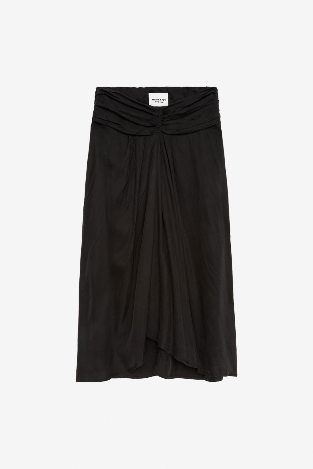 Zoan gathered satin midi skirt - Black - Woman - 1