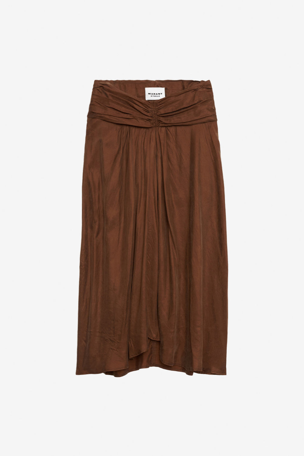 Zoan gathered satin midi skirt - Tabacco - Woman - 1