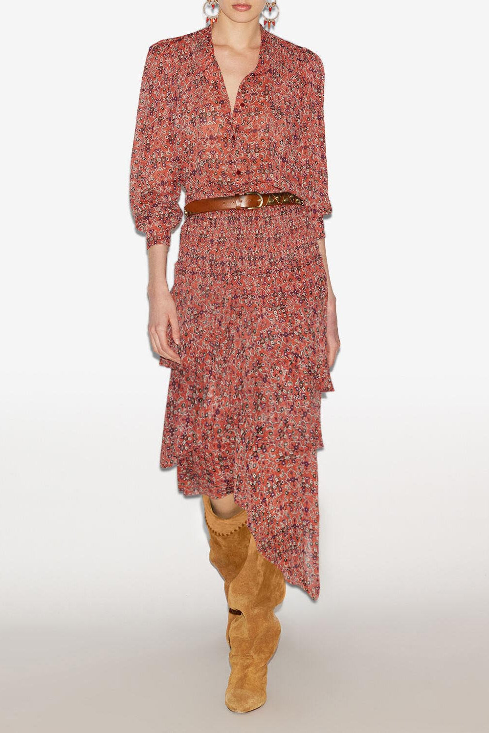 Brigitte フリル付きプリント入り ミディスカート - オレンジ - Woman - 2