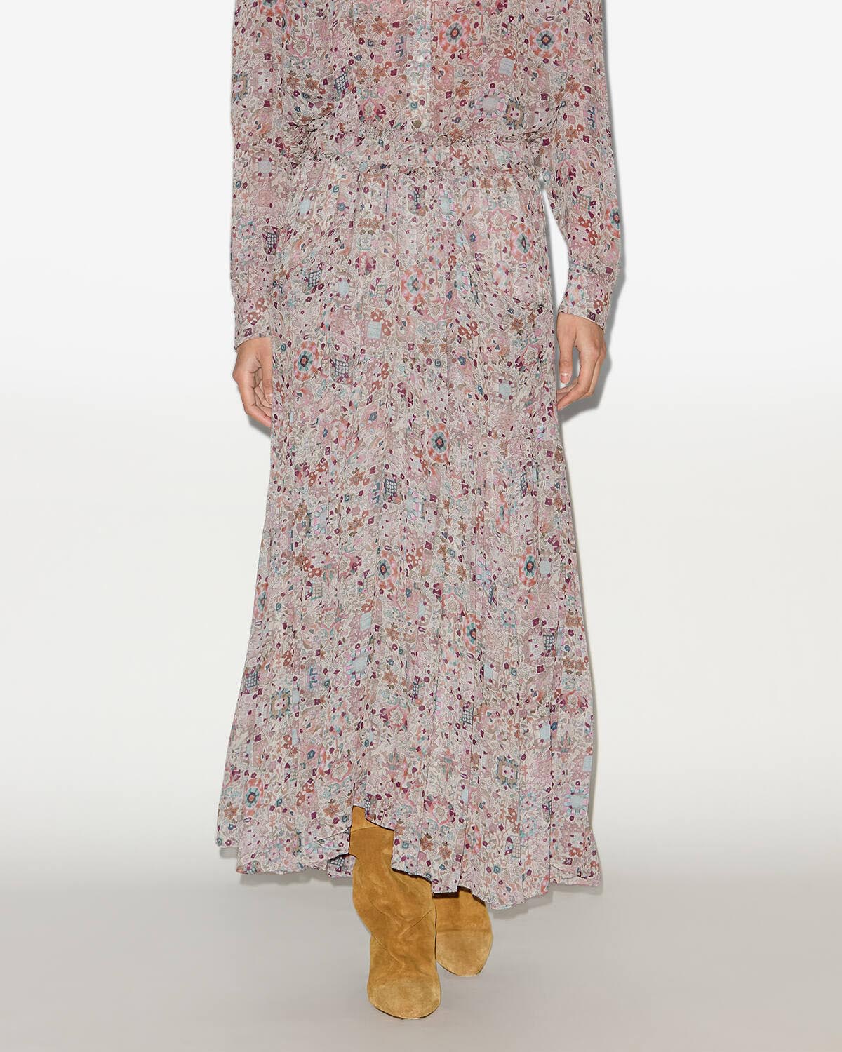 Besma long printed crepe skirt - Ecru - Woman - 2