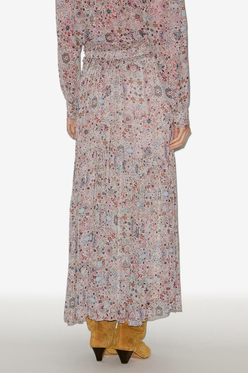 Besma long printed crepe skirt - Ecru - Woman - 4