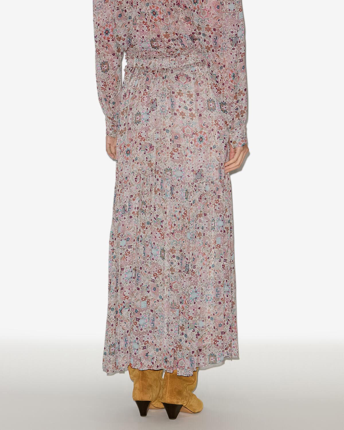 Besma long printed crepe skirt - Ecru - Woman - 3