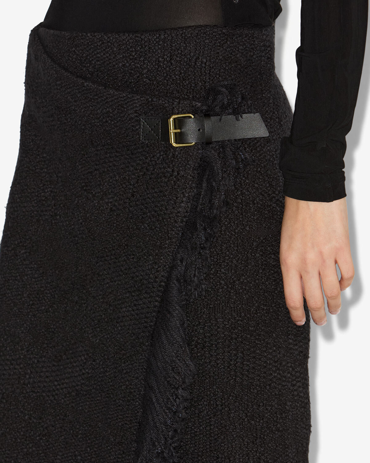Gonna a portafoglio galla in cotone e lino - Nero - Woman - 2
