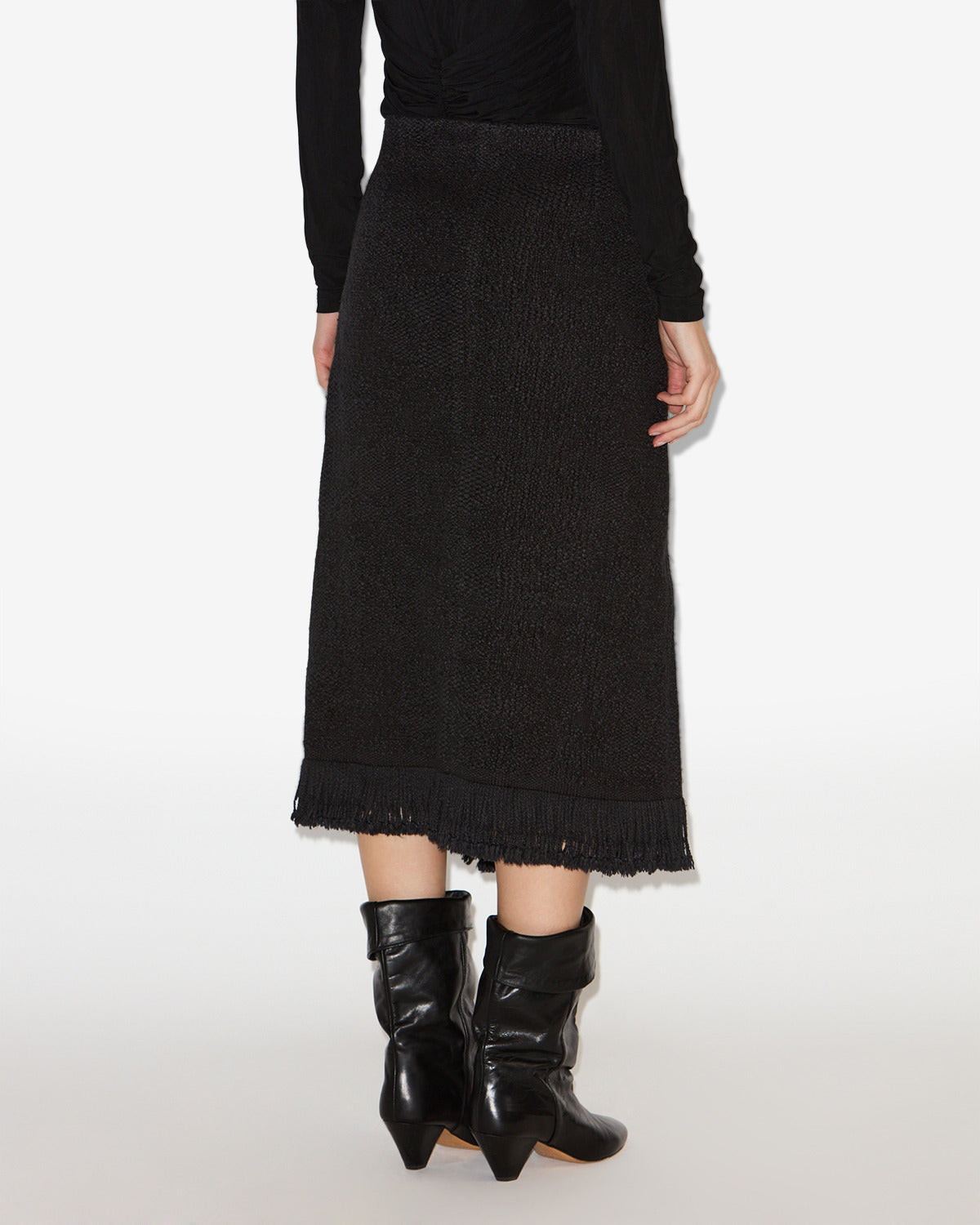 Gonna a portafoglio galla in cotone e lino - Nero - Woman - 4
