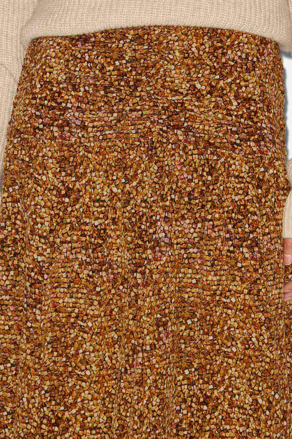 Langer rock syana aus bedruckter seide - Ochre - Woman - 3