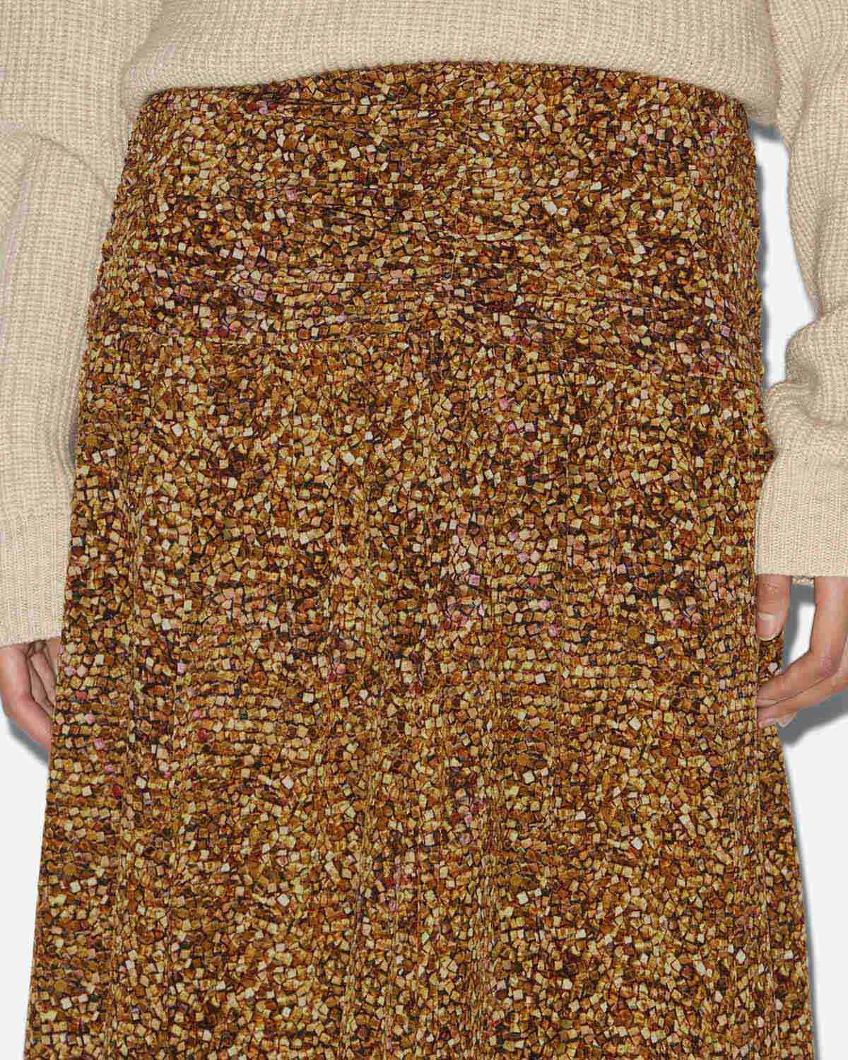 Langer rock syana aus bedruckter seide - Ochre - Woman - 2