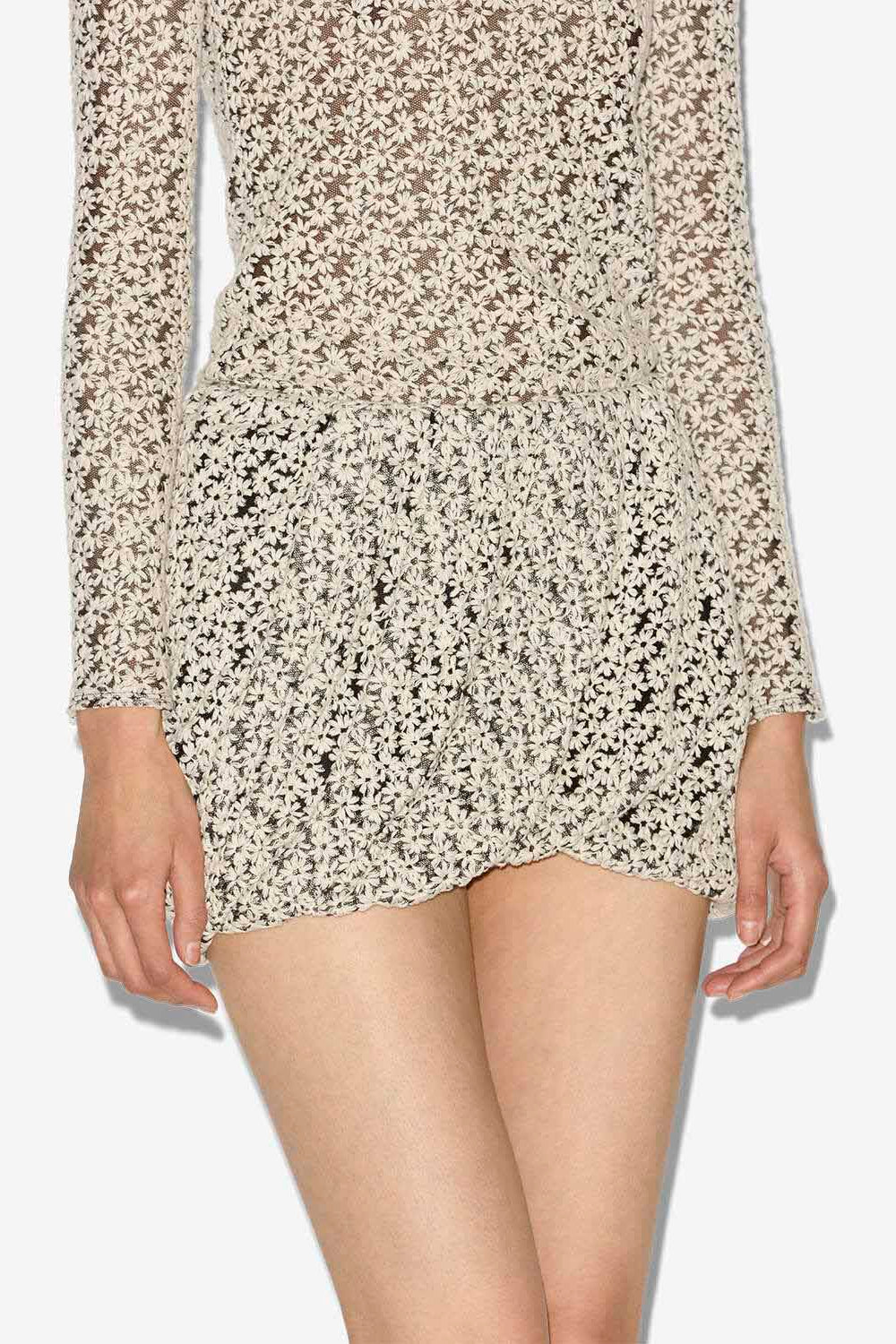 Minigonna stacya in tulle ricamato - Ecru and black - Woman - 4